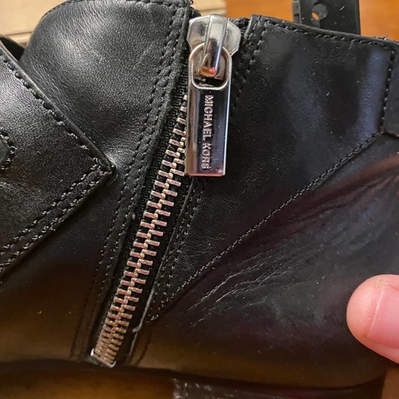 Michael Kors Ankle Strip & Zip Leather Boots Black - Picture 6 of 7